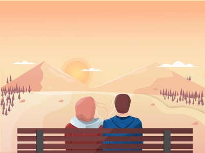 Blissful Evenings design flat illustration vector