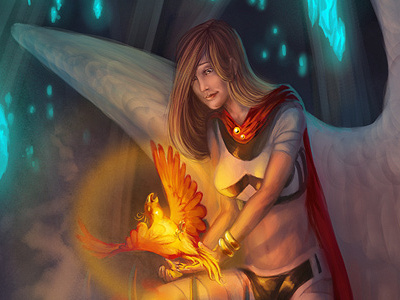 The Birth Of Fire angel art birth fire girl illustration ottbettina painting phoenix photoshop