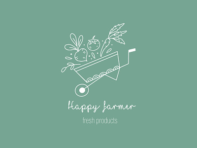 Happy farmer agriculture app branding farm farming gardening greenhouse hand drawn icon illustration logo minimal nature organic template ui vector web