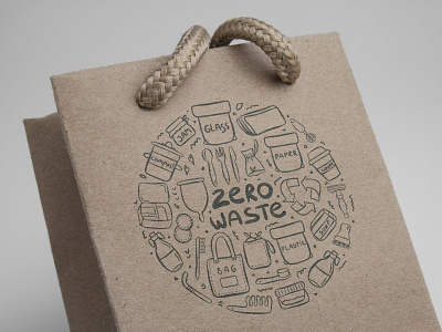 Zero Waste hand drawn icon illustration minimal no plastic recycling reusable reuse template vector zero waste