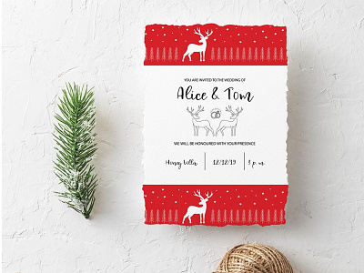 Christmas branding for wedding card christmas hand drawn icon illustration minimal template vector wedding invitation