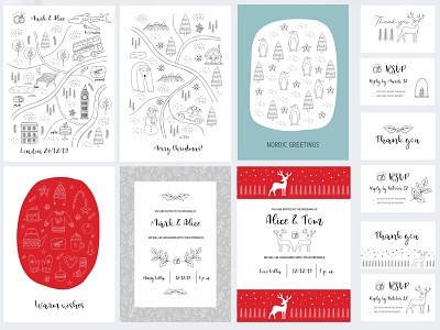 Christmas card creator christmas greeting card hand drawn icon illustration invitation merry christmas minimal new year template vector wedding