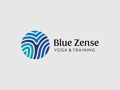 Blue Zense logo design health illustration logo logo design logotype training type typography vector yoga