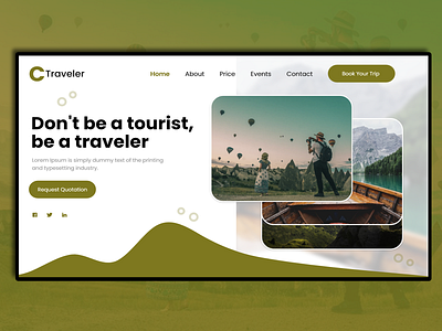 Trip Booking Company for Website landing page adobe xd adobexd branding design landingpage travel agency ui uiux ux webdesign