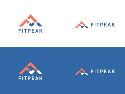 Fitpeak Logo blue fitness logo logotype peach peak performance