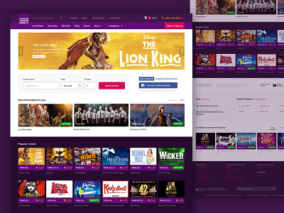 London Theatre Direct homepage redesign e-commerce ecommerce homepage landing london portal theatre tickets web