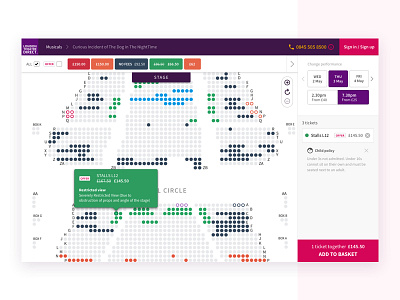 Seating plan Desktop basket filter map plan price seat seating theatre tooltip
