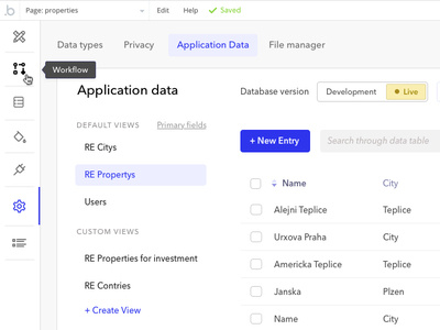 Bubble.is Application Data UI app application builder data database saas settings tool