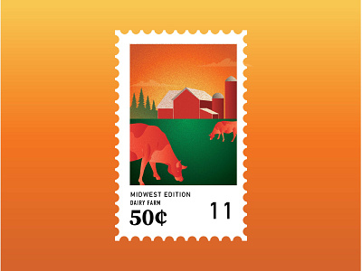 Midwestern Stamps: #11 farm illustration midwest vector