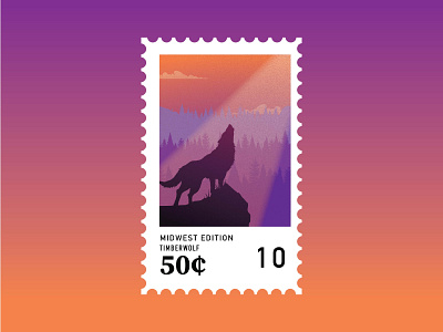 Timberwolf Stamp: #10 illustration stamp timberwolves vector