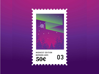 Midwestern Stamps: Northern Lights design illustration midwest northern lights stamp vector