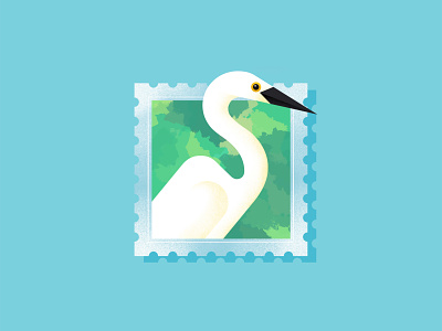 Little Egret adobe bird design egret illustration illustrator india nature procreate stamp stamp design texture vector