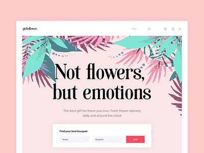Girls flower web design bouquet design flower pink soft ui webdesign website