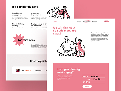 Dogsitters Site Concept dog dogsitters pet pet care pets pink site site design web webdesign