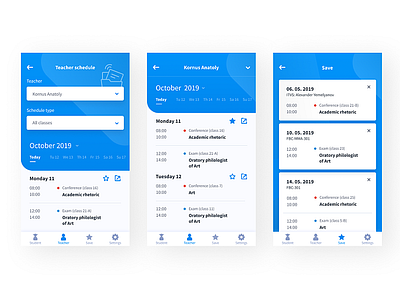 Schedule-App for University app app design app ui app ux application blue design save schedule teacher timeline ui uidesign uiux university webdesign