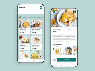 Restaurant menu mobile app app app design app ui cook design green ui uidesign uiux uxdesign webdesign