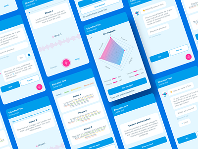E-learning chat-bot service app app design blue chat chat app chatbot exam graphic iosapp message mobile app test ui uimobile voice