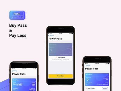 power pass iOS android app app design buy pass design discount flat gradient graphics interaction ios ios app mobile app mobile design offer pay less ride ui user interface ux