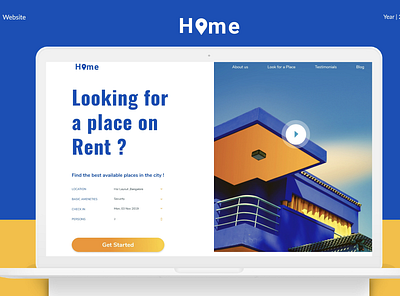 Lookg for a place on rent bachelor girls balance blue color combination documentry geometry gradient home inspiration landing redesign rent search web design webdesign website website design yellow