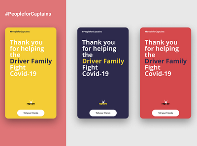 Thank you for helping the driver family - #peopleforCaptains branding cards color covid covid19 design donation driver app friends graphics health help millennial partner shares thank you card ui