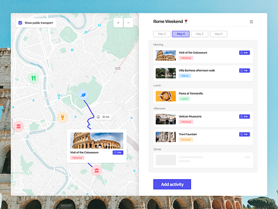 Sunday Design Fun agenda itinerary list map rome schedule trip ui