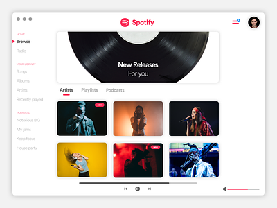 Light version of Spotify concept light version music player playlist spotify