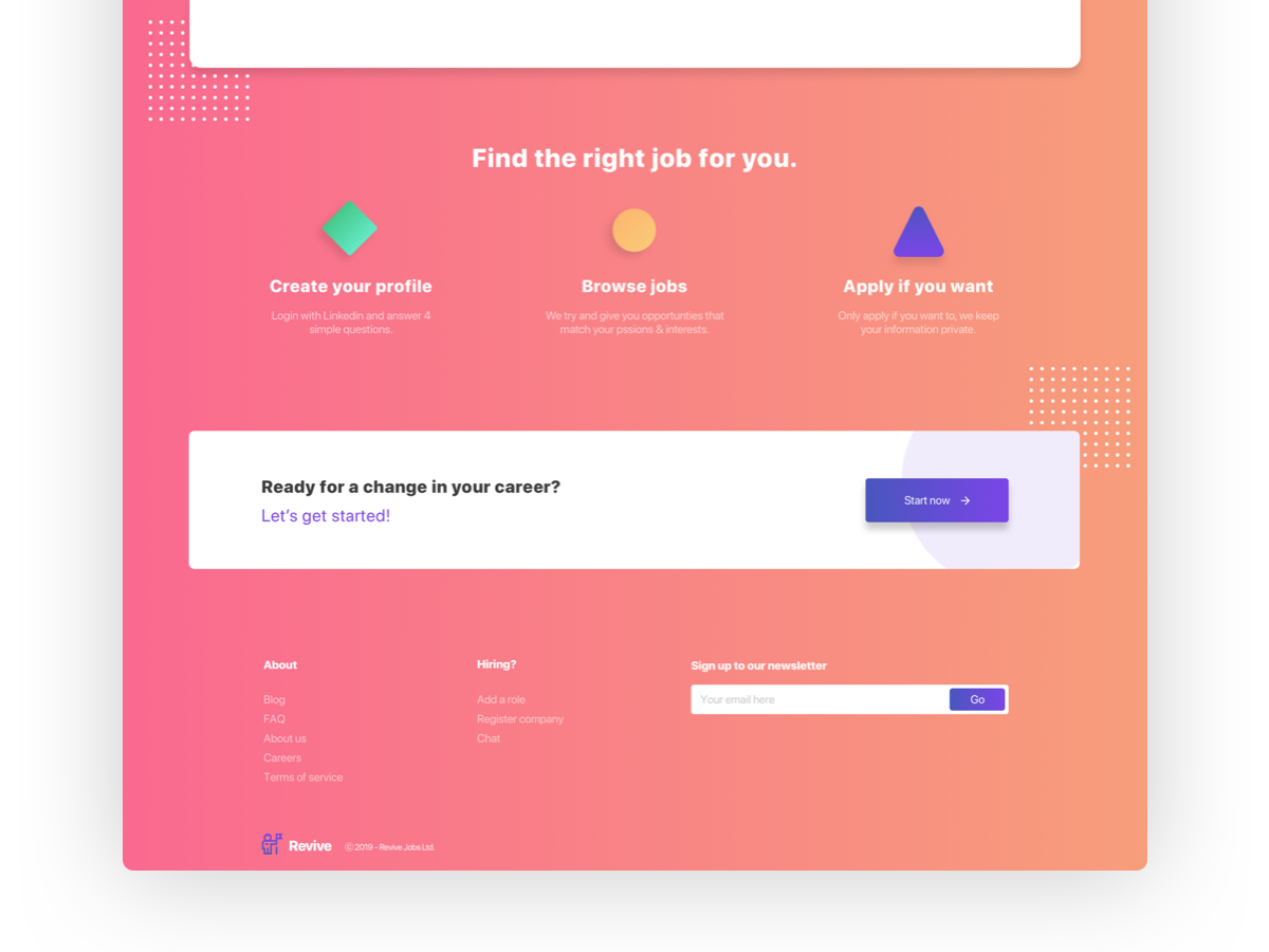 Landing page footer by Arthur Littmann on Dribbble
