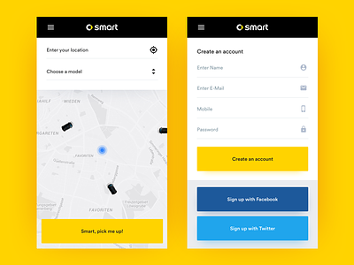 Smart Ride! app appdesign auto brandesing car flat smart ui uidesign userinterface ux