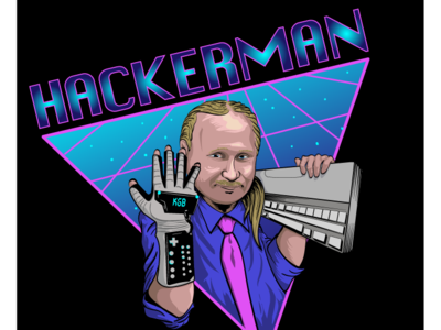 Hackerman 80s hacker illustration print apparel putin vector