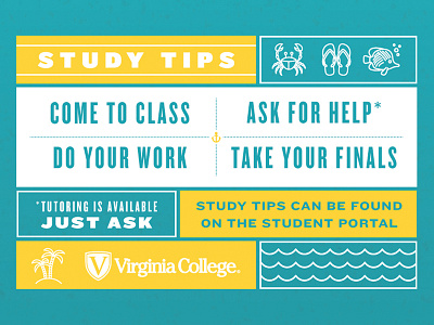 Finals Poster blue crab finals fish line poster study study tips tutoring yellow