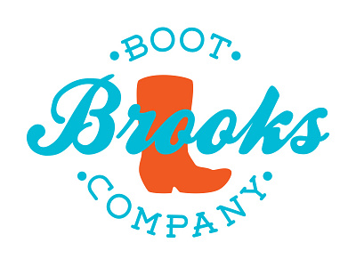 Brooks Boot Co. Logo aqua boot cowboy cowgirl logo logomark logotype mark orange