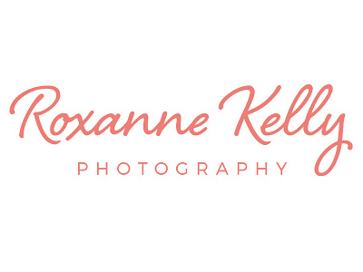 Roxanne Kelly Photography coral lettering logo logomark logos photography logo pink script