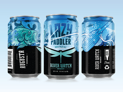 LAZY PADDLER beer can fish ipa packaging packaging illustration