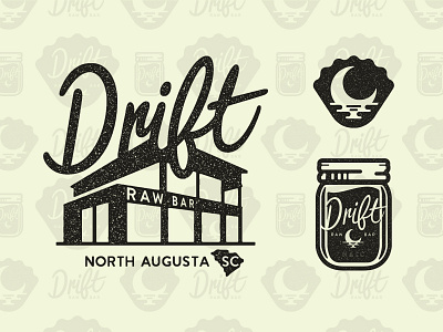 Drift Raw Bar handlettering illustration logo logo design scriot seafood