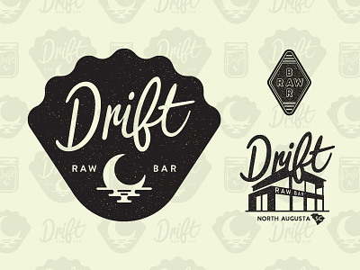 Drift Raw Bar branding design icon illustration lettering logo