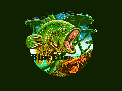Bluetile Wildlife Illustration bass fish illustration nike skate
