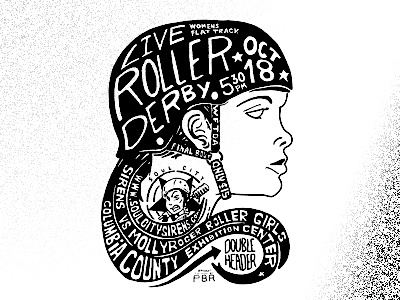 Live Roller Derby face flyer illustration portrait rollerderby