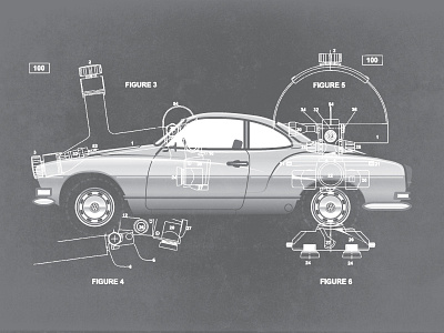 Karmann Ghia car design editorial grey illustration vw