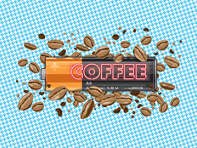 COFFEE! battery coffee illustration pattern sign