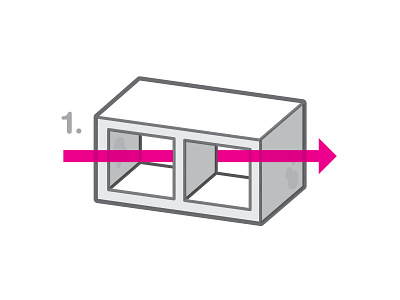 Block this way arrow diagram drawing illustration