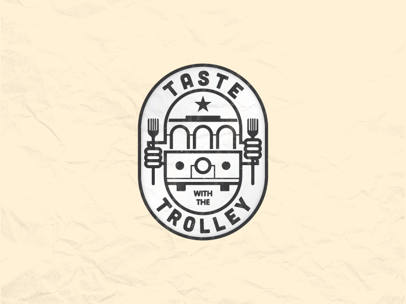 Taste with the Trolley badge icon illustration logo