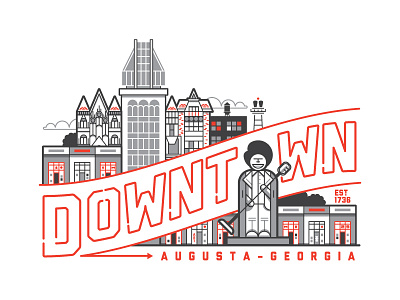 Downtown Augusta illustration monoweight thicklines