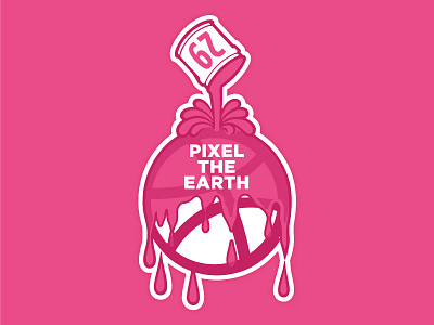 Pixel the Earth dribbble illustration logo playoff stickermule