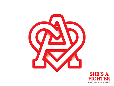 She's a Fighter heart logo monogram thicklines