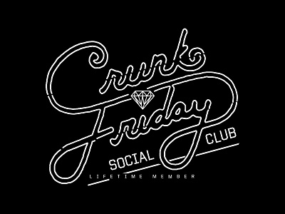 Crunk Friday Social Club apparel crunk diamond lettering thin lines
