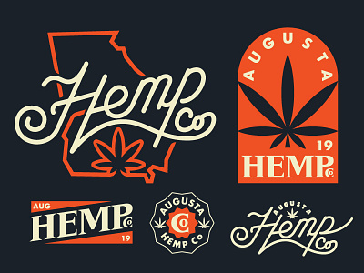 HEMP Co 2color cbd hemp illustration logo monoline thicklines weed