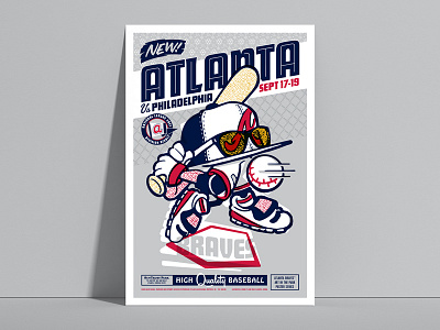 Be Brave baseball drawing illustration poster thicklines