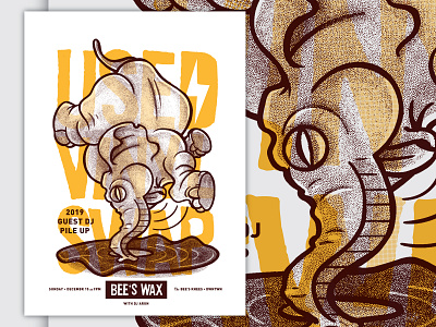 White Elephant art design drawing illustration poster thicklines