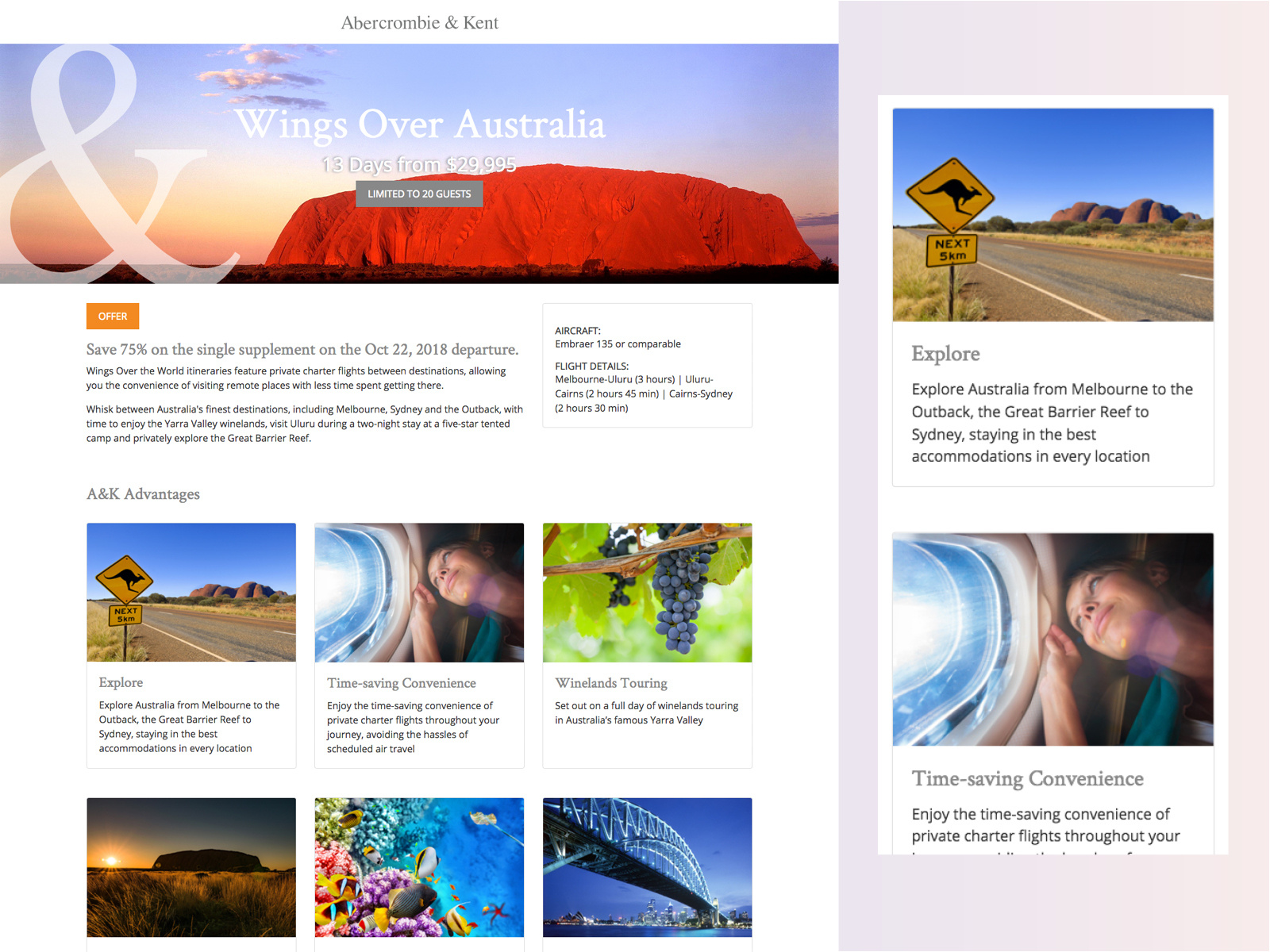 Abercrombie & Kent landing page by Ralph Curcio on Dribbble