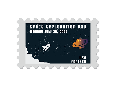 Space Exploration Day 2020 forever space stamp design